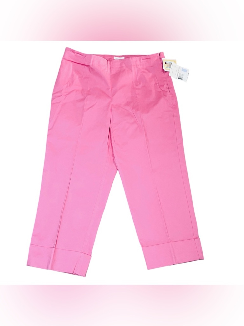 NWT Liz Claiborne Michaela Capri Pants Pink Stretch Cuffed Hem Womens Sz 14 Y2K - Picture 3 of 9